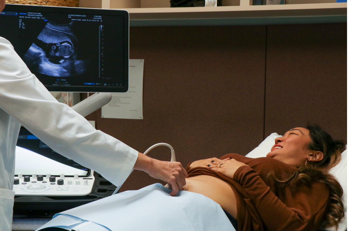 Obstetric ultrasound being performed at Alliance Women's Clinic