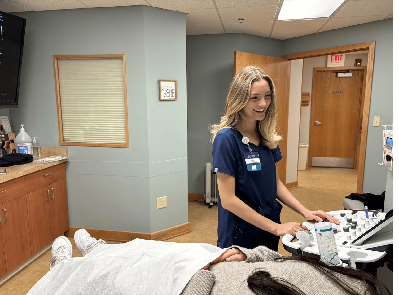 Alliance Women's Clinic nurse at ultrasound